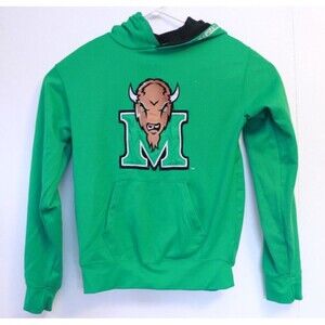 Marshall University Hoodie Mens M Green Thundering‎ Herd Embroidered Logo NCAA